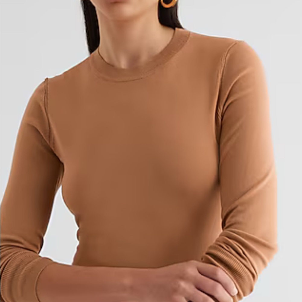 Express Tan Crewneck Sweater Fine-Knit